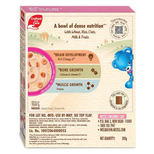 Nestle Ceregrow Multigrain Cereal with Milk & Fruits, Iron, Omega 3, Protein, Calcium, 19 Nutrients, 300 gm