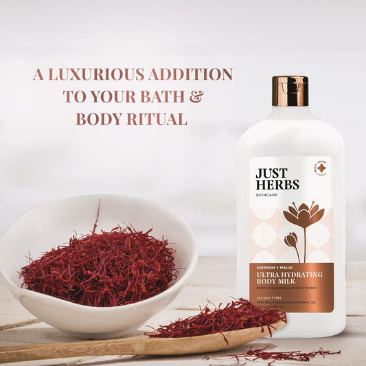 Just Herbs Saffron + Malai Nourishing Body Milk Moisturizer 300 ml