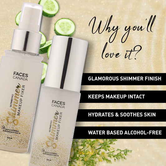 FACESCANADA Ultime Pro Shimmer Makeup Fixer, 100Ml | Long Lasting Makeup Setting Spray | Keeps Makeup Intact