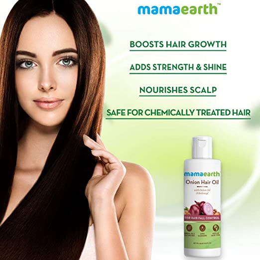 Mamaearth Onion Hair Oil with Onion Oil & Redensyl for Hair Fall Control, 200 ml