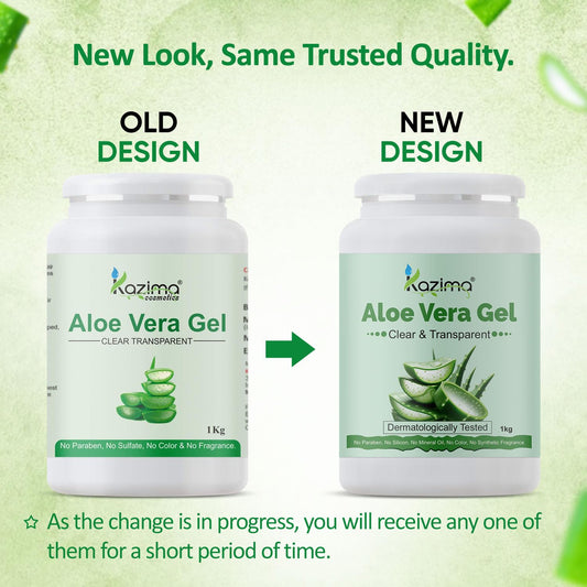 KAZIMA Pure Aloe Vera Gel for Skin and Hair, 1 kg