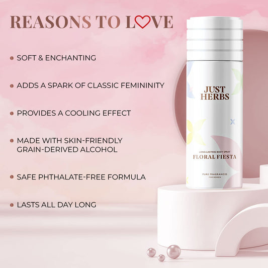 Just Herbs Long Lasting, Refreshing Body Spray 150 ml, Amber Wood