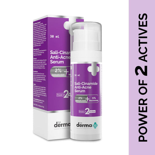 The Derma Co Sali-Cinamide Anti-Acne Face Serum I 2% Salicylic Acid & 5% Niacinamide Power Of 2 Actives - 30 ml