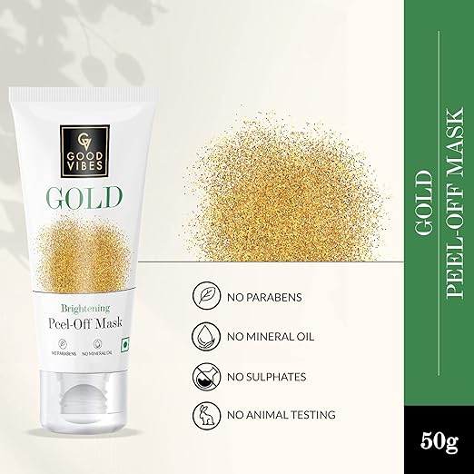 Good Vibes Gold Brightening Peel Off Mask- Parabens, Sulphates & Mineral Oil Free - Suitable for All Skin - 50 g