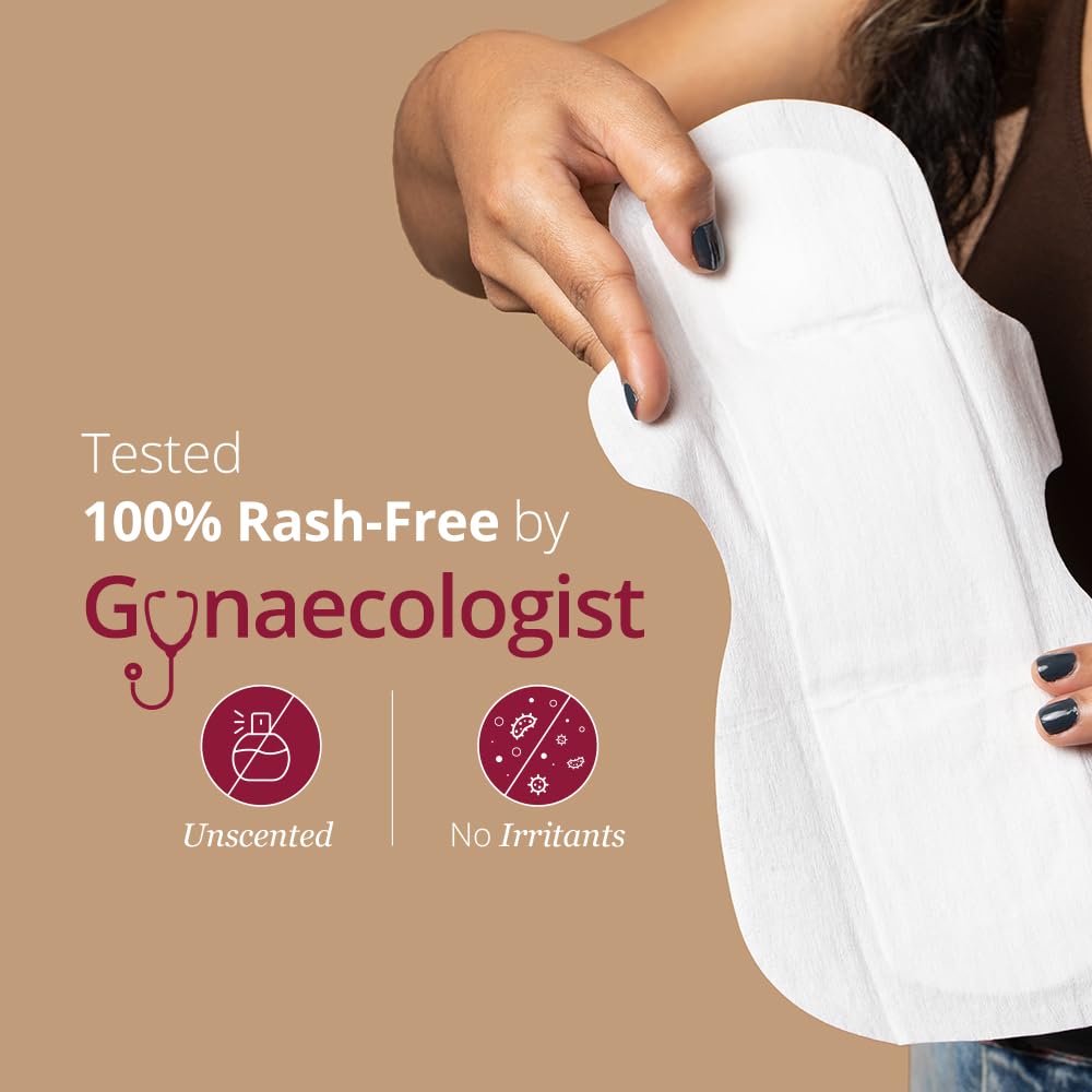 Carmesi Sanitary Pads Rash Free Organic, With Disposal Bags,30 Pads, XL