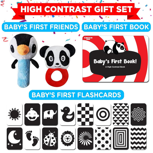 Einstein Box Gift Set & Toys for Newborn Babies for Ages 0 to 12 Months | High Contrast Flash Cards for Visual Stimulation & Sensory Development
