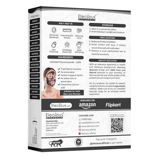 Elecious Naturals Activated Charcoal powder, 200 gm, Coconut Charcoal powder