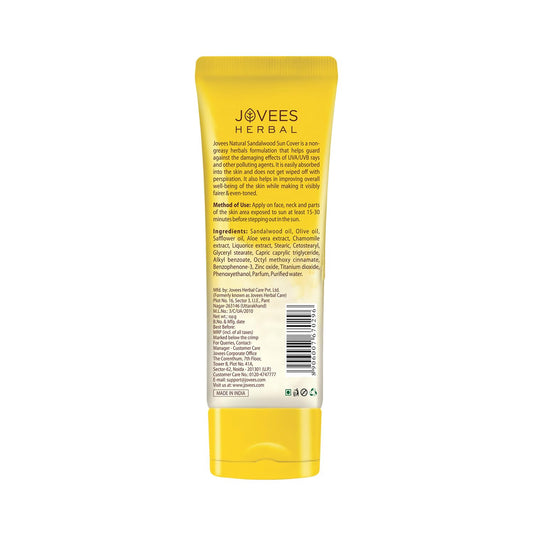 Jovees Herbal Sandalwood Natural Sun Cover SPF 30, 50 gm Pack of 2