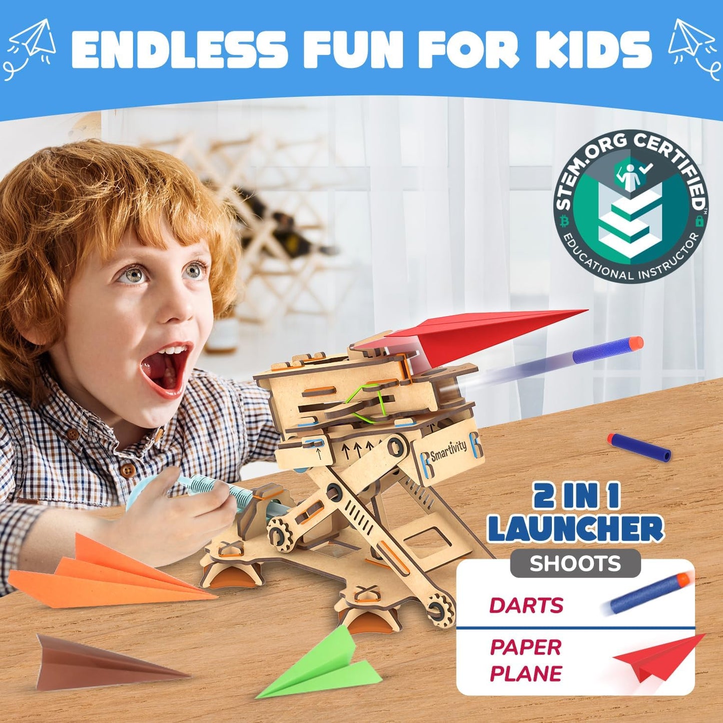 Smartivity 2in1 Hydraulic Aeroplane & Dart Launcher Toy for Kids 6-8-10-12-14 Years Old