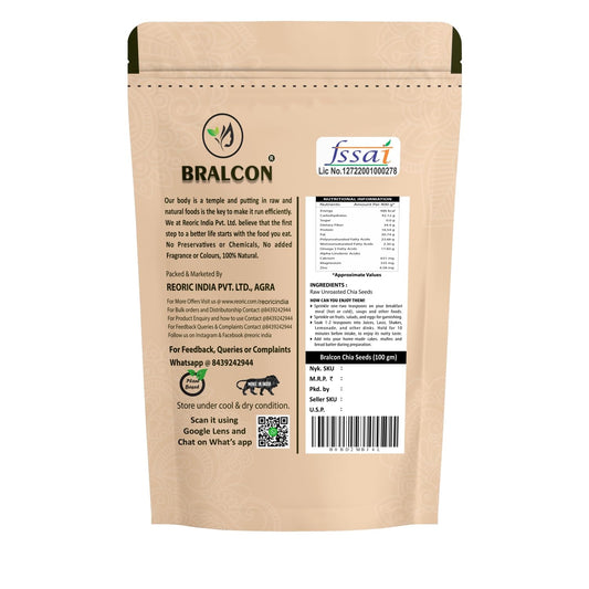 BRALCON Seeds Combo of Chia, Watermelon, Pumpkin, Sunflower, Flax Seeds - 500 gm