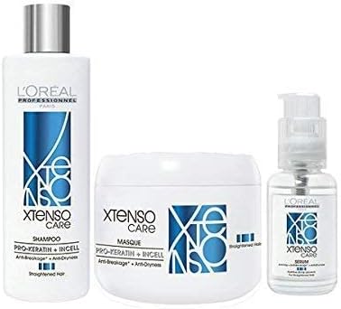 Loreal Professionnel Combo of XTenso Care Pro-Keratin and Incell 250ml Shampoo,196g Masque and 50ml Serum