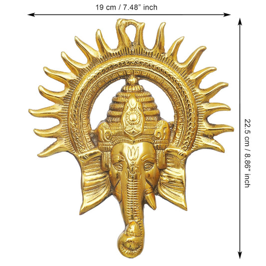 eCraftIndia Golden Metal Sun Decorative Ganesha Wall Hanging
