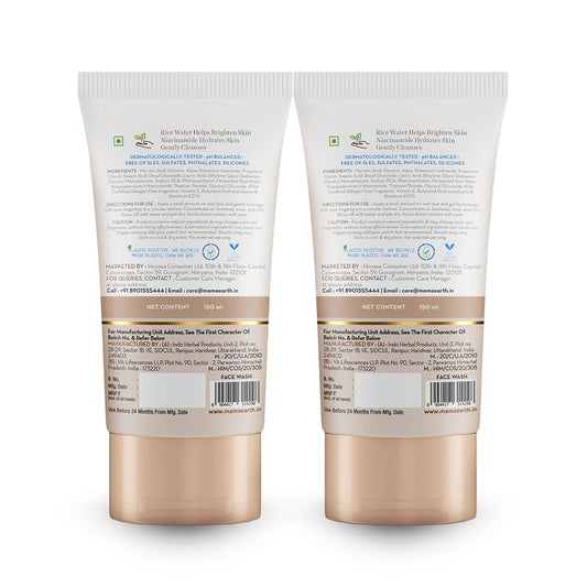Mamaearth Rice Face Wash With Rice Water & Niacinamide for Glass Skin, 150 ml x 2