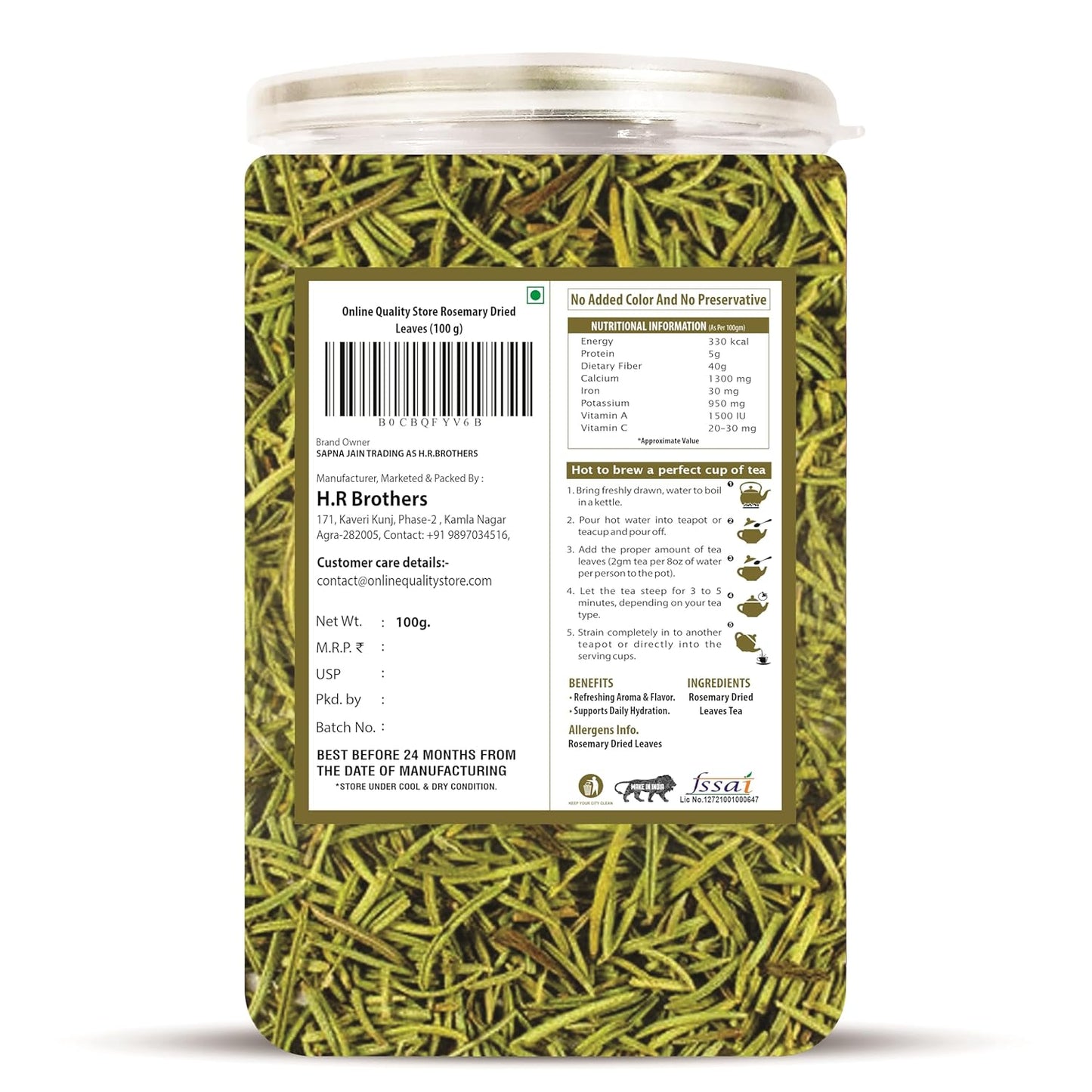 Online Quality Store Rosemary Dry Leaves - 100 gm, Rosemary Herbal Tea