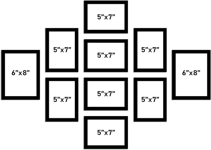 Art Street Photo Frame For Wall Set Of 10 Black Picture Frames For Home Decoration, Wall Decor Ecoseries -Size -6X8,5X7 Inches,Medium Density Fibreboard;Synthetic Wood;Plexiglass, Rectangular