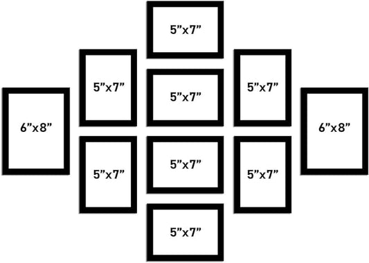 Art Street Photo Frame For Wall Set Of 10 Black Picture Frames For Home Decoration, Wall Decor Ecoseries -Size -6X8,5X7 Inches,Medium Density Fibreboard;Synthetic Wood;Plexiglass, Rectangular