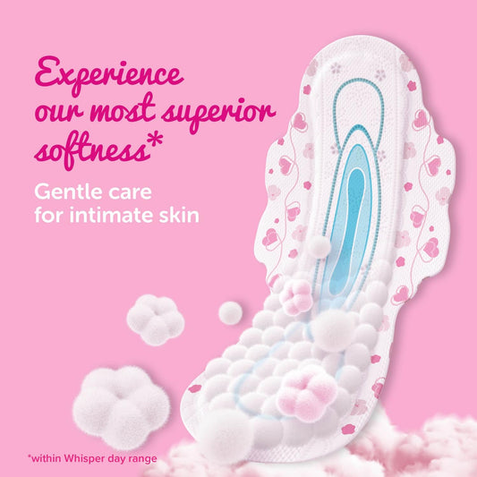 Whisper Ultra Soft Sanitary Pads for Women, XL+, Pack of 30 Napkins