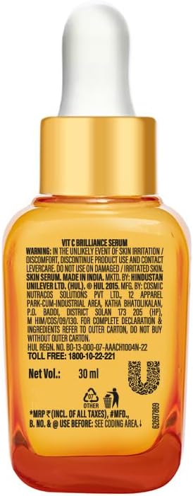 Lakme 9To5 Vitamin C+ Facial Serum with 98% Pure Vitamin C complex, Improves Skin textures, Brightens, and gives Healthy, Glowing skin, All Skin Types, 30ml