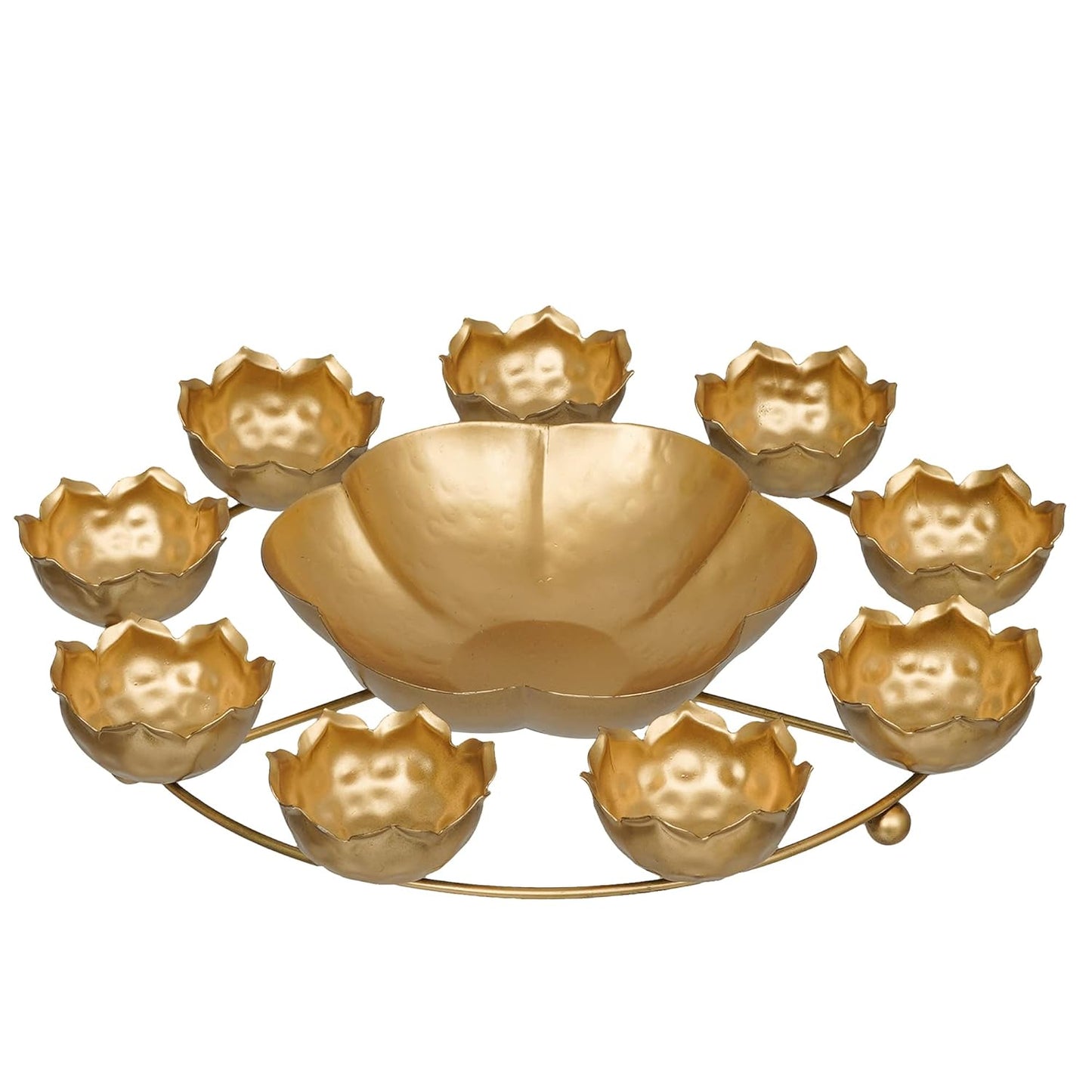 Webelkart Premium 9 Lotus Diya Shape urli Bowl for Home and Pooja Decorations, 12 Inches,Gold