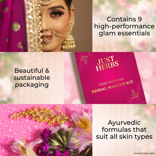 Just Herbs Wedding Kit Glam Essentials With Matte Lipstick (Pack Of 9)