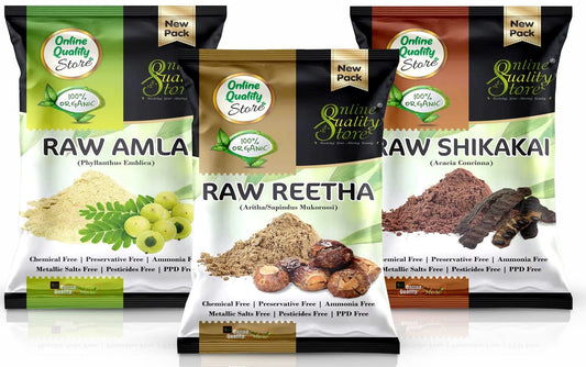 Online Quality Store reetha amla shikakai combo raw form |raw reetha for hair |Aritha|Reetha|Ritha|Soapnuts (Sapindus Mukorossi) |Indian Gooseberry |dried Shikakai, Acacia Concinna|hair pack,300g