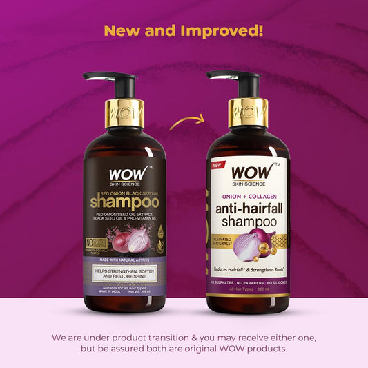 WOW Skin Science Onion & Collagen Anti-Hairfall Shampoo, 300 ml