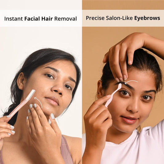 Carmesi Women's Face Hair Removal Combo | Pack of 1 Face Razor & 1 Eyebrow Razor