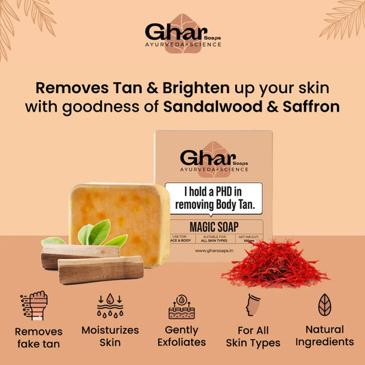 Ghar Soaps Sandalwood & Saffron Magic Soaps, 100 gm