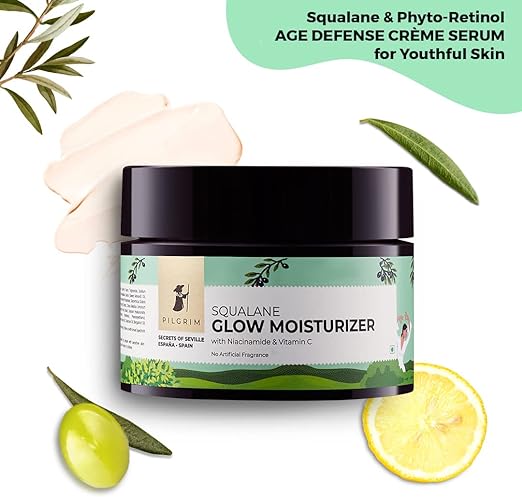 Pilgrim Squalane (Plant) Glow Moisturizer for face with Niacinamide & Vitamin C , 50 gm