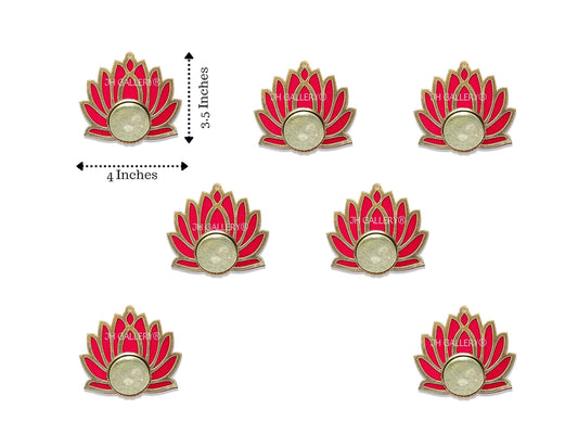 JH Gallery Handcrafted Lotus Tealight Candle Holder, Lotus Reusable Rangoli for Floor, Tealight Candle Holder, Pack of 7
