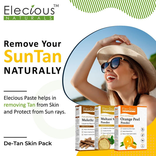Elecious Mulethi Powder, Multani Powder and Orange Peel Powder Combo (200 grams each = 600 gm