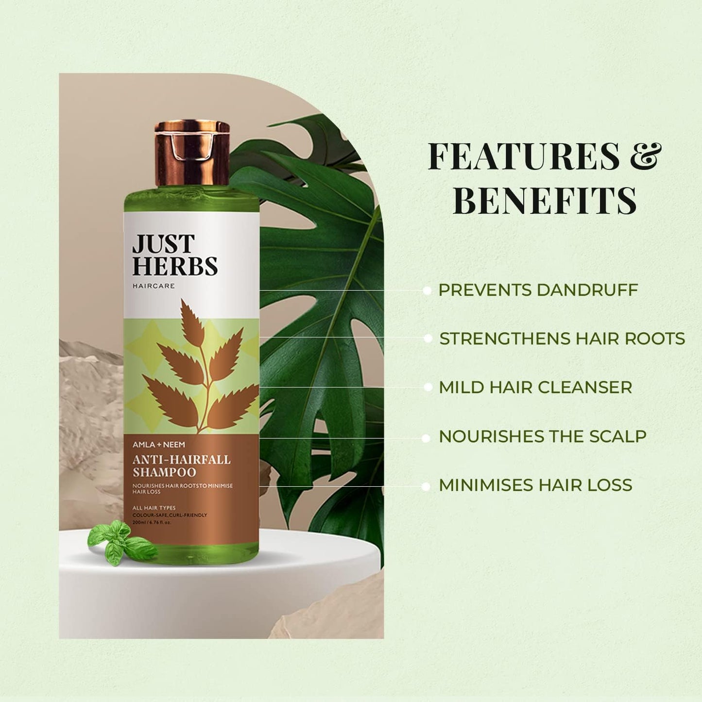 Just Herbs 8 In 1 Root Nourishing Amla Neem Hair Fall Control Shampoo, 200 ml
