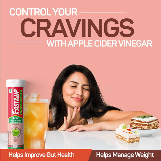 Fast&Up Apple Cider Vinegar with Mother (60 Effervescent tablets) | 1000mg ACV For Weight Management & Bloating | Made with 100% Natural Himalayan Apples| Added Vit. B6 & B12 | Green Apple Flavour