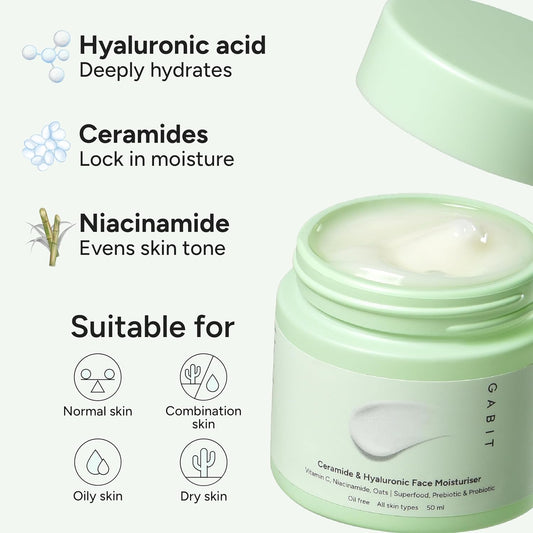 Gabit Ceramide & Hyaluronic Face Moisturiser, 50 ml
