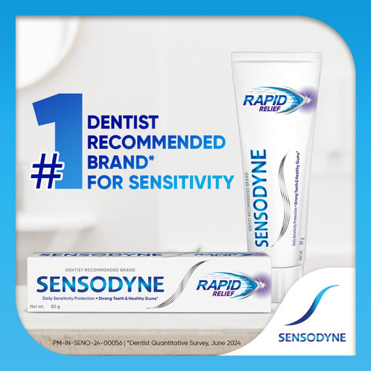 Sensodyne Toothpaste Rapid Relief Combo pack, Sensitive tooth paste to help beat sensitivity fast, 160 gm multi-pack (80 gm x 2)