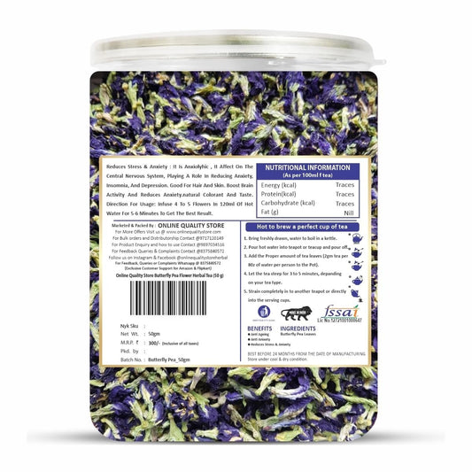 Online Quality Store Butterfly Pea Flower Tea, 50 gm | Blue Pea