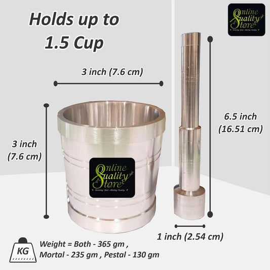 Online Quality Store Kitchen Khalbatta Okhli Masher |Mortar and Pestle Set |Aluminium Khal Batta|Imam dasta |Okhli|Musal|Khallad