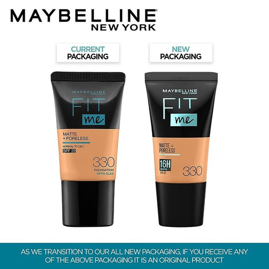 Maybelline New York Liquid Foundation, Matte & Poreless,Fit Me, 330 Toffee, 18 ml