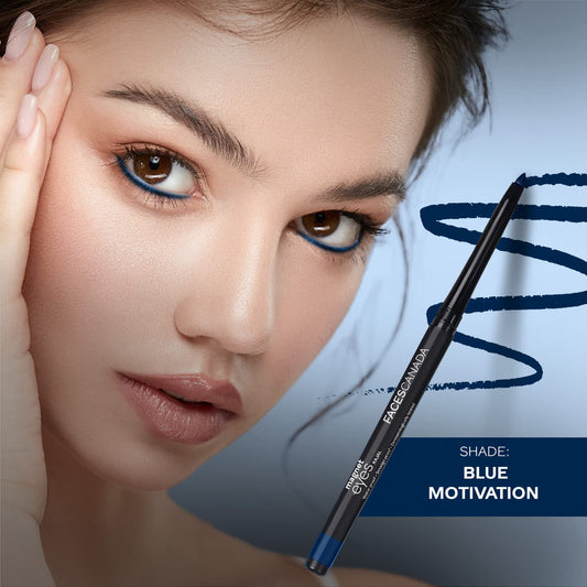 FACESCANADA Magneteyes Color Kajal - Blue Motivation 01, 0.30g Highly Pigmented Kohl, 12Hr Long Stay, Matte Finish, Single Stroke Glide, Waterproof & Smudgeproof, Almond Oil Enriched