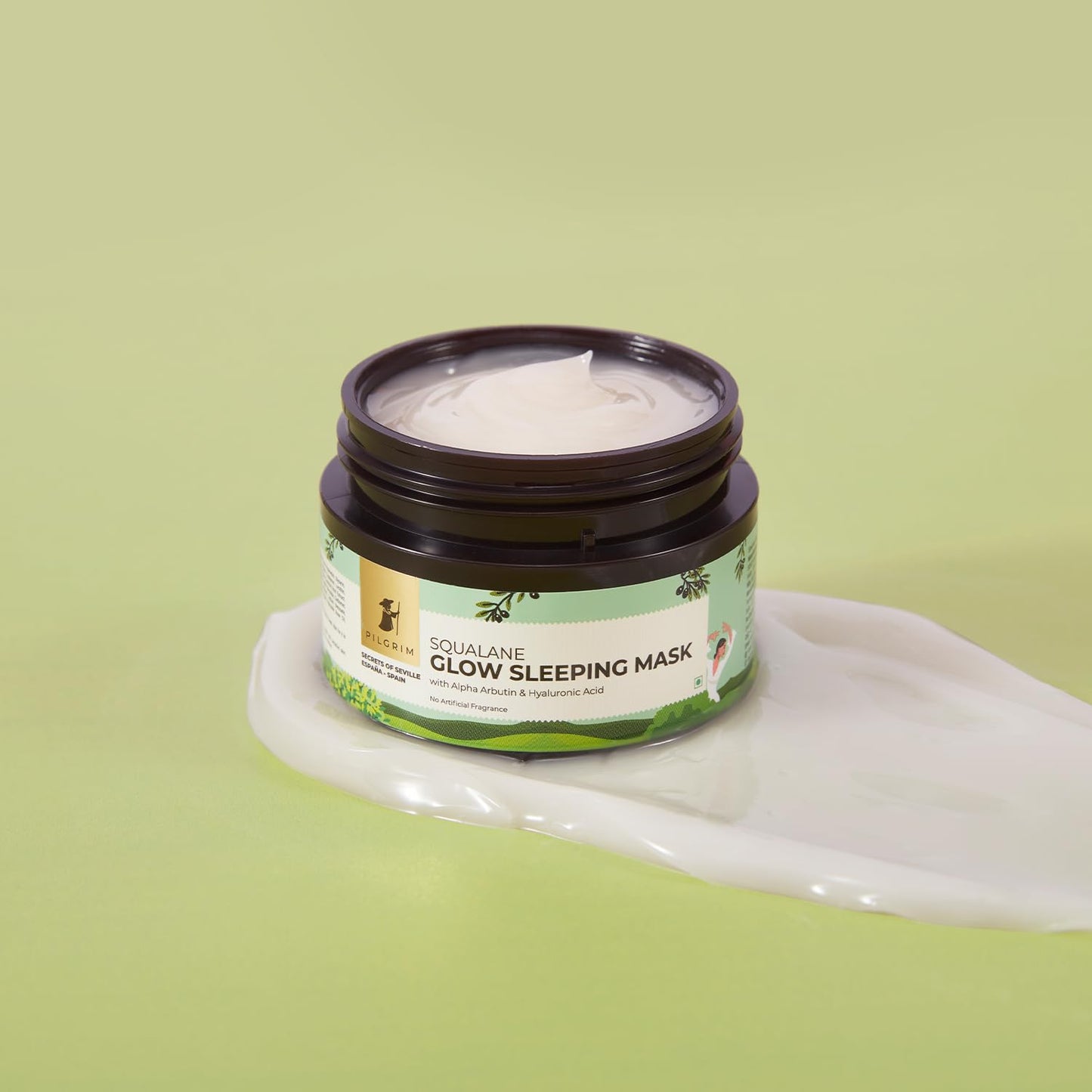 Pilgrim Spanish Squalane (Plant) Glow Sleeping Mask with alpha arbutin & hyaluronic acid - 50 gm