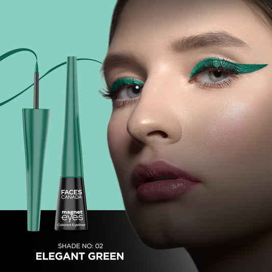 FACESCANADA Magneteyes Color Eyeliner Gel - Elegant Green,4 Ml|Glossy Finish|24Hr Long-Lasting