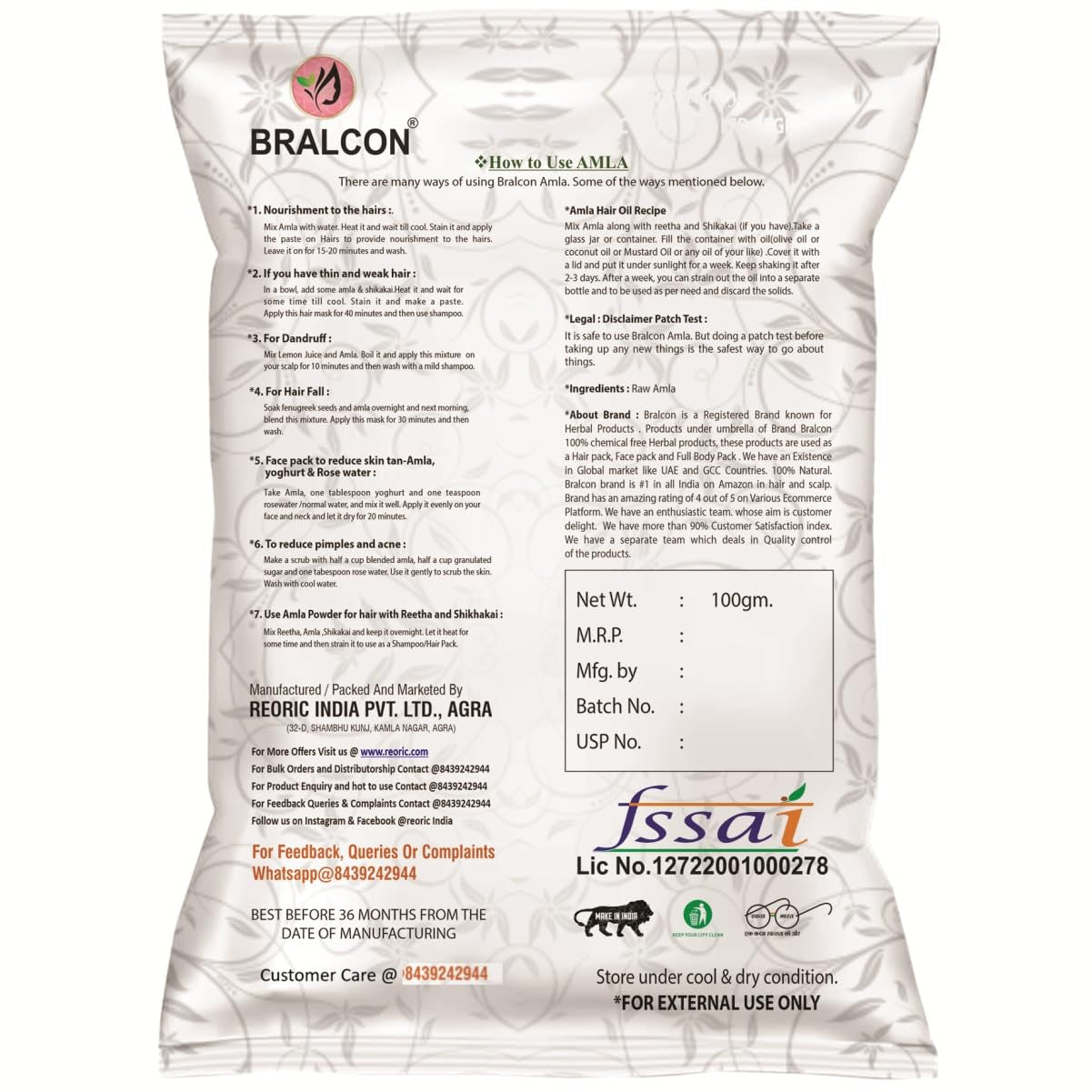 Bralcon Raw Amla, 100 gm | Whole Dried Amla