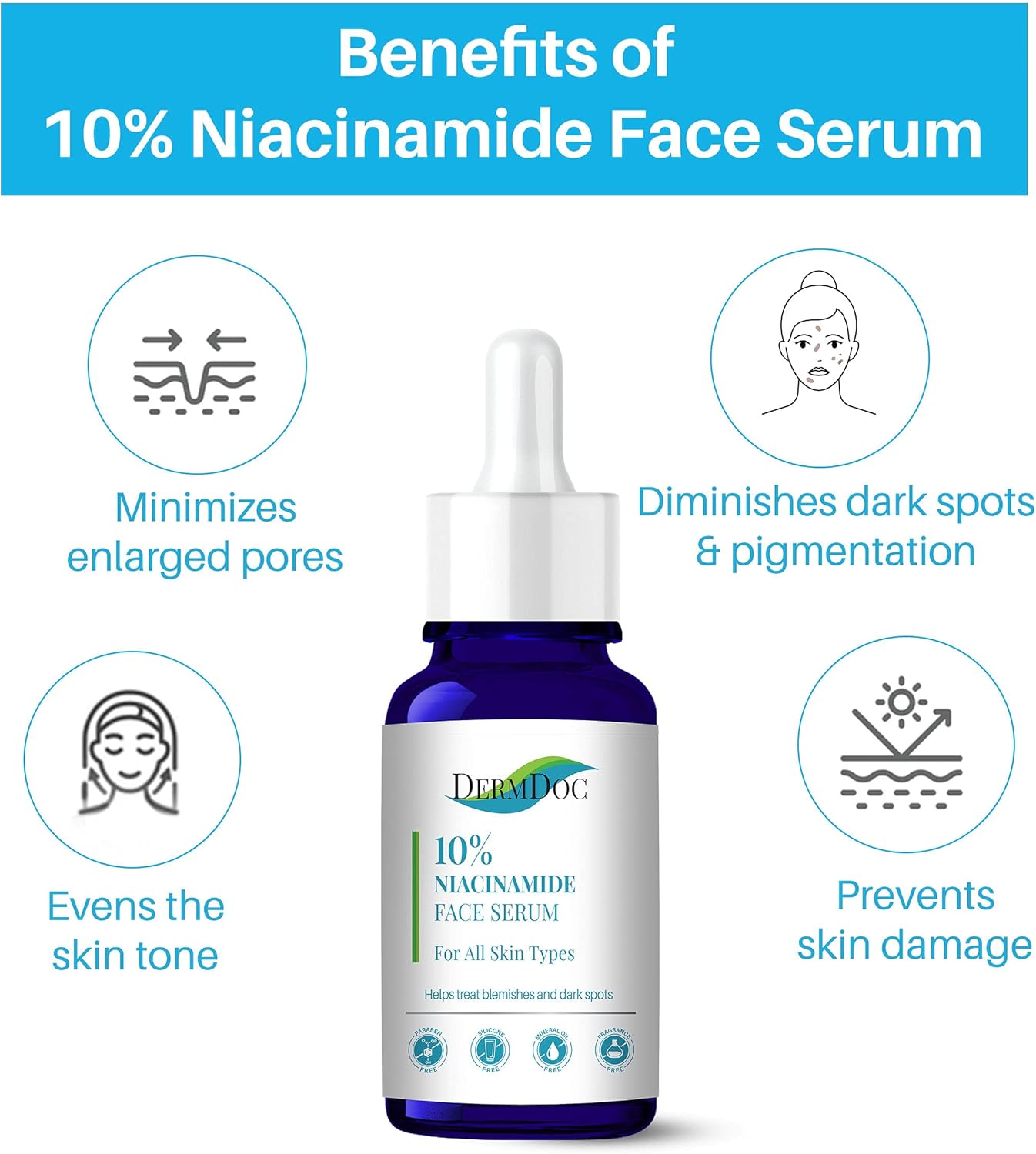 DermDoc 10% Niacinamide Face Serum, 15 ml