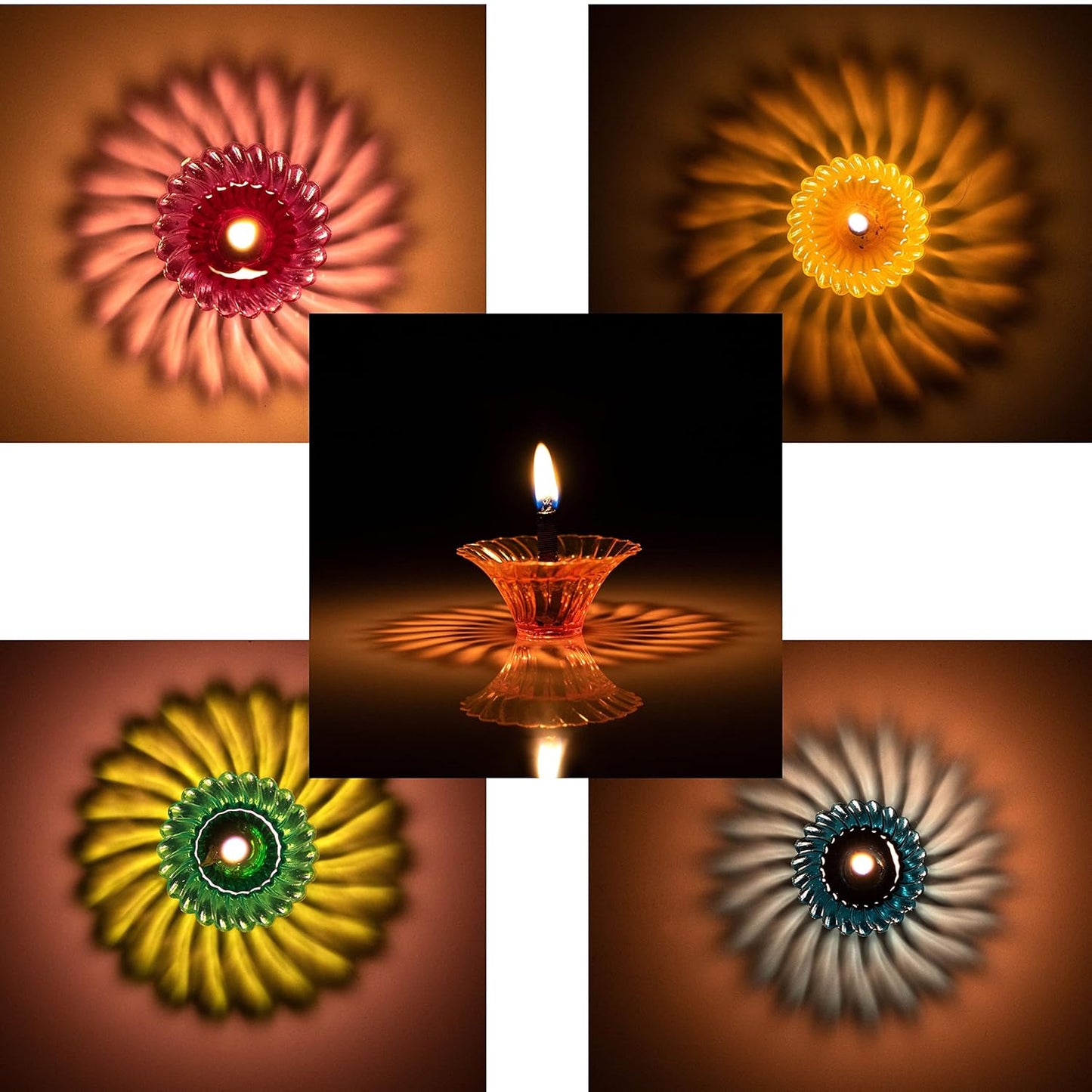 Indian Karigar 12 pcs Diwali Diyas Colourful 3d Reflection Diya, Multicolour