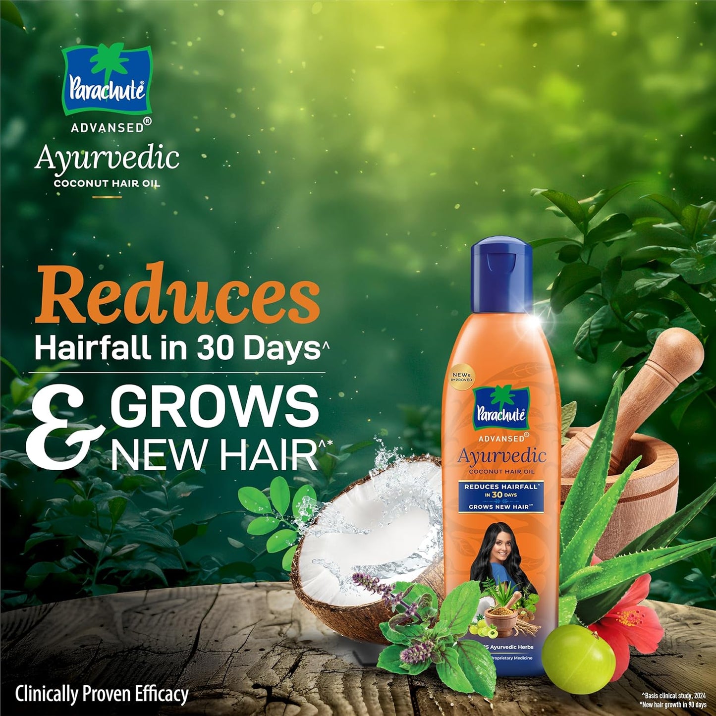 Parachute Advansed Ayurvedic Coconut Hair Oil ,25 Ayurvedic Herbs Like Amla, Neem, Bhringraj, Brahmi, Methi, 300 ml Pack of 2
