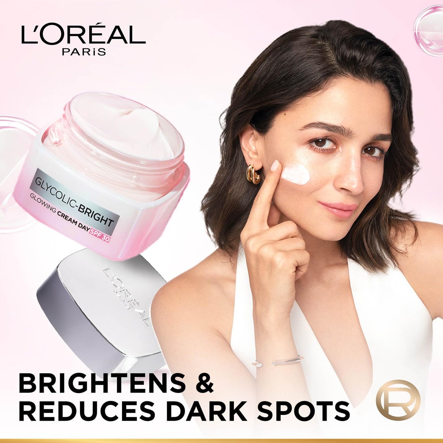 L'Oreal Paris Glycolic Bright Glowing Day Cream, Overnight Brightening Cream, Glycolic Acid in Gel-Like Cream Texture, 50ml