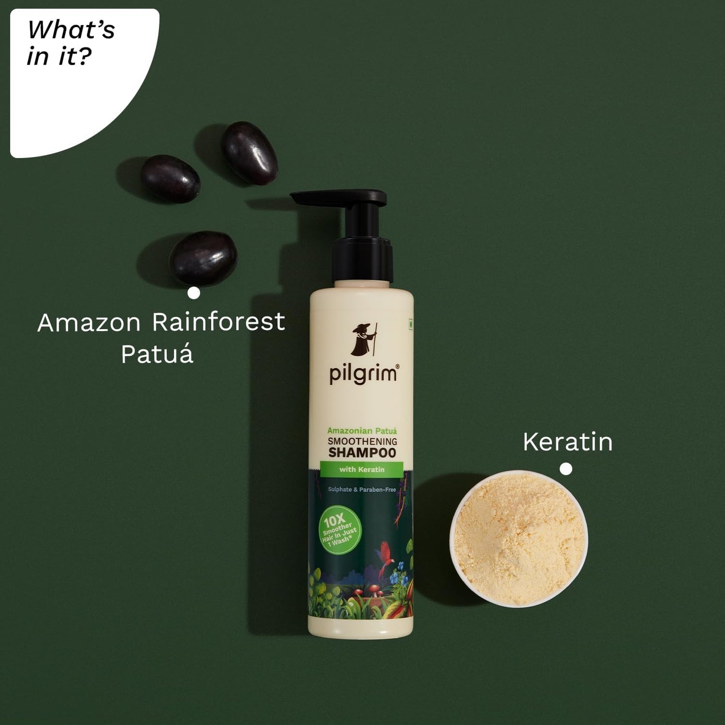 Pilgrim Patuá & Keratin Hair Smoothening Shampoo, 200 ml, Pack of 2
