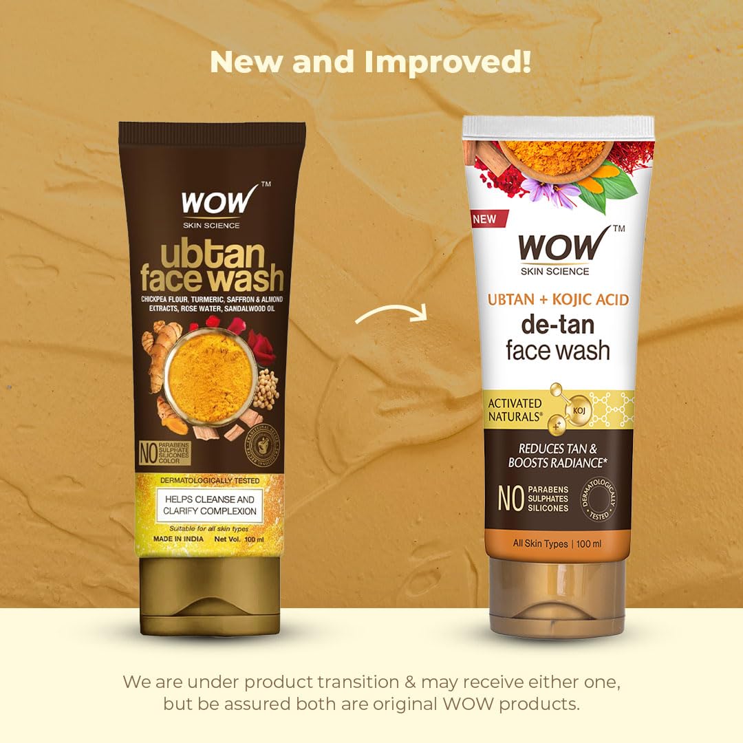 WOW Skin Science Ubtan Cleansing Face Wash | Turmeric & Saffron | All Skin Types | Clear, Glowing Skin | 100% Vegan | Paraben & Sulphates Free | For Women & Men | 100 ml