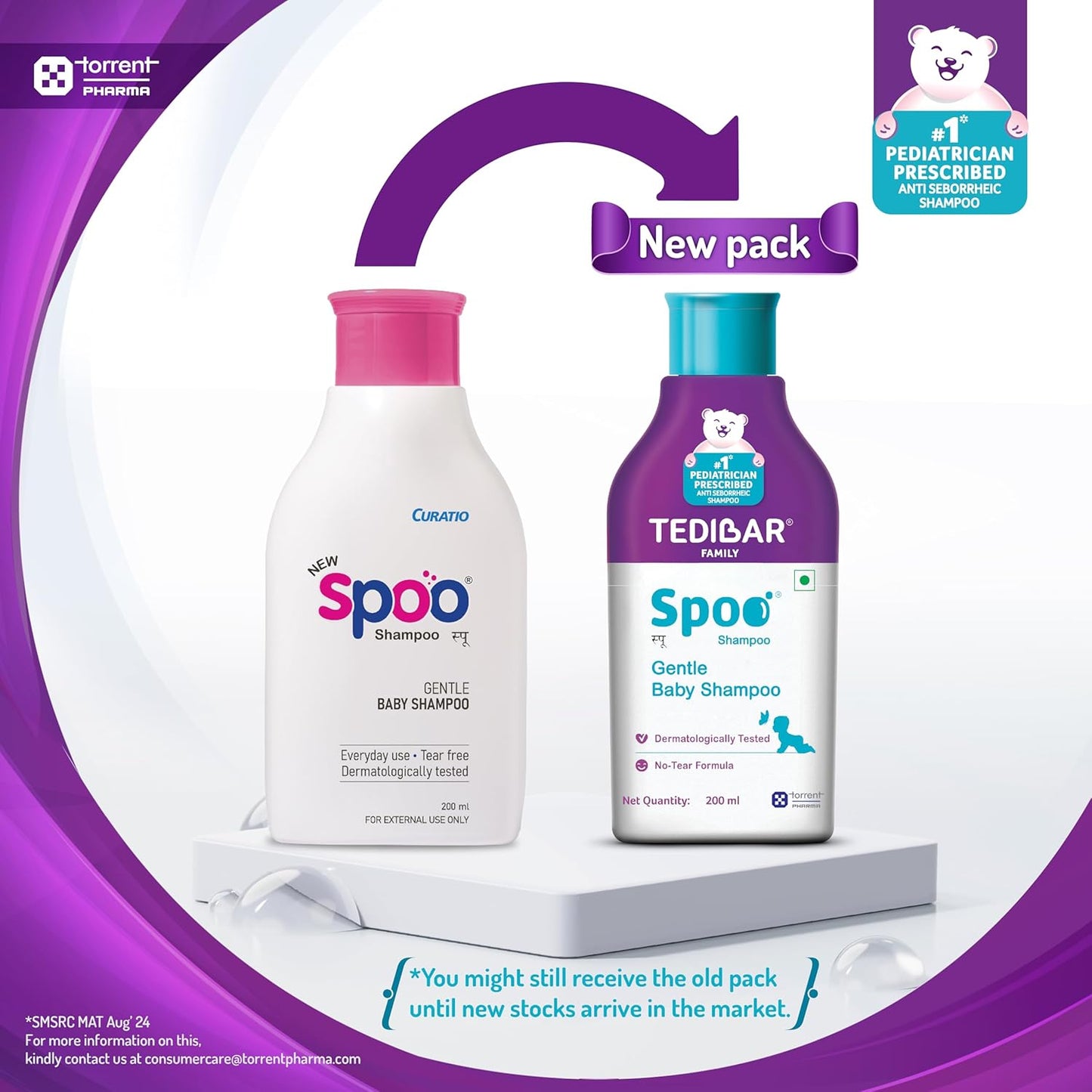 Spoo No-Tear Formula baby shampoo 200ml from Tedibar Family | Gentle on Scalp | No. No. 1 Pediatrician Prescribed Anti Seborrheic Shampoo* - By Torrent Pharma