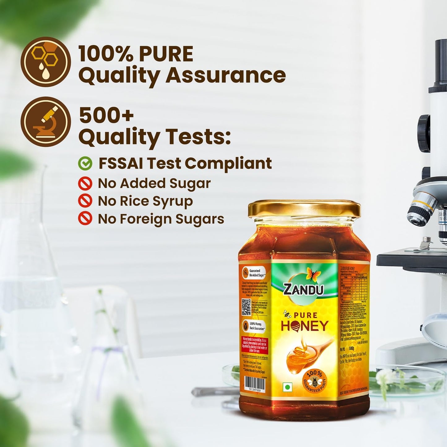 Zandu Pure Honey, No Added Sugar, 500gm